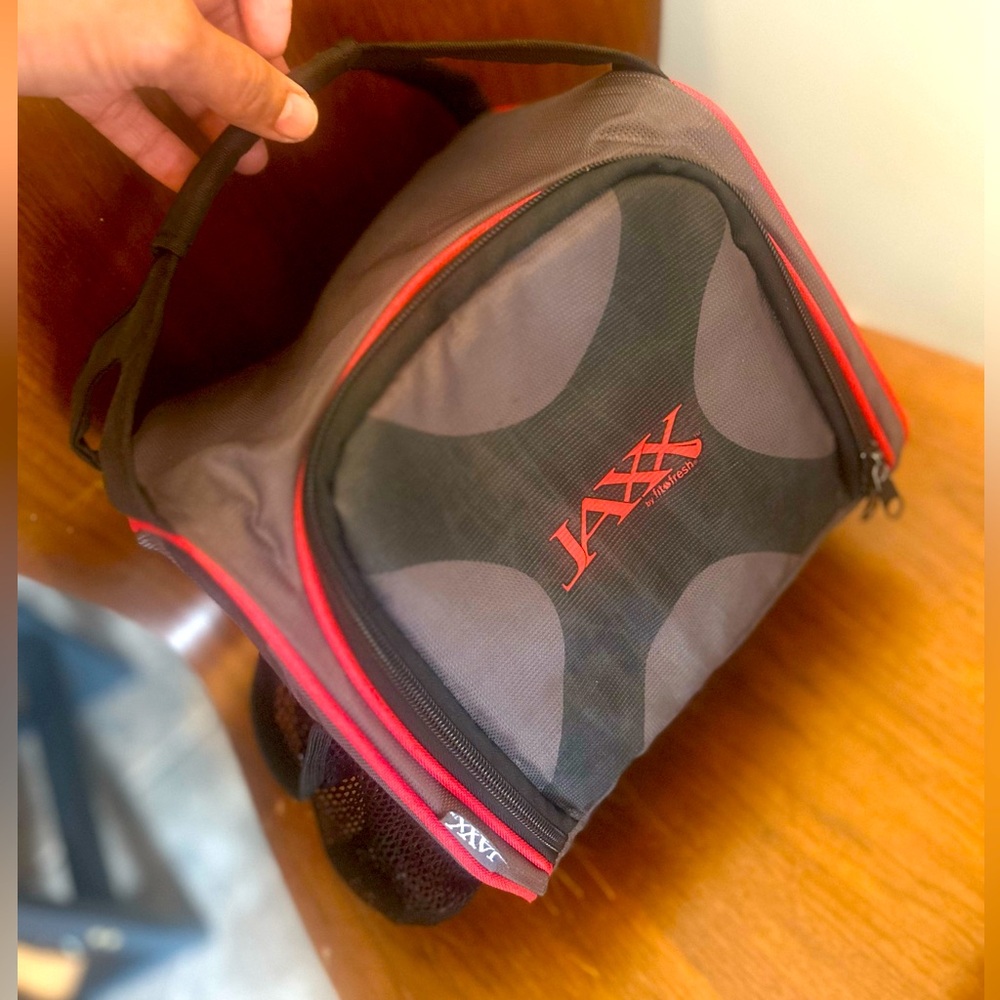 Jax Red and Gray Toiletry Bag with Sporty Design